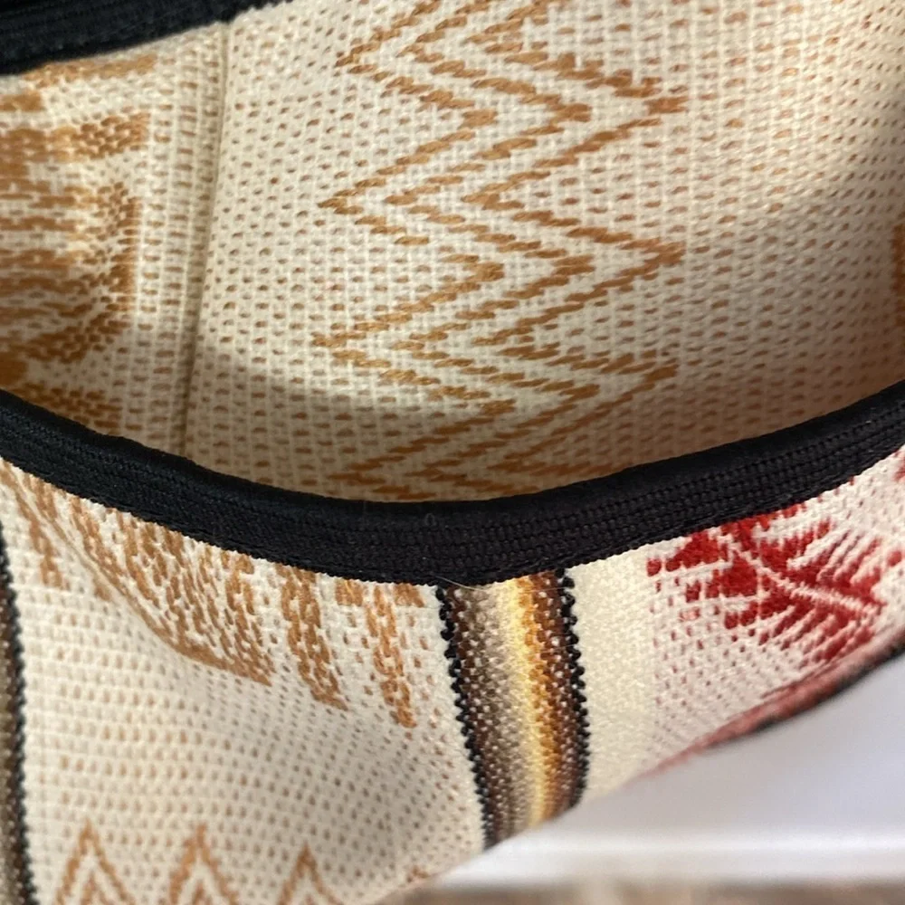 Aztec Cream and Tan Tote Bag with Elegant Embroidered Designs Travel Vacation